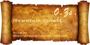 Ohrenstein Zsinett névjegykártya